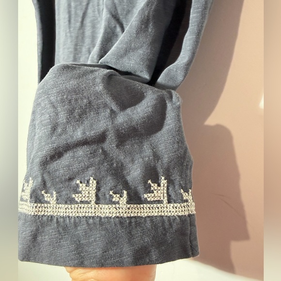 Pure Jill J. Jill Embroidered Dolman Tunic Organic Cotton Grey M Petite Boho - Picture 4 of 8